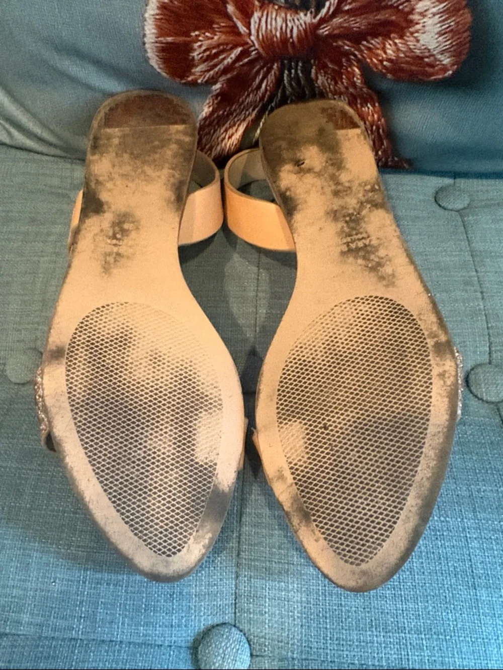 ZARA Women's Glitter Strap Tan Sandals - Picture 3 of 3